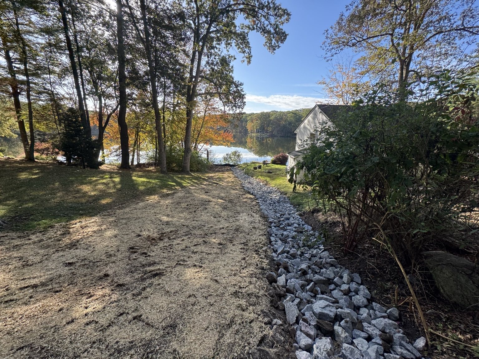 Rip rap swale installation by Gill Excavation in Connecticut
